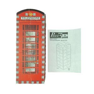 Vintage Puzz 3D British Telephone Booth 1997 Milton Bradley Puzzle Miniature